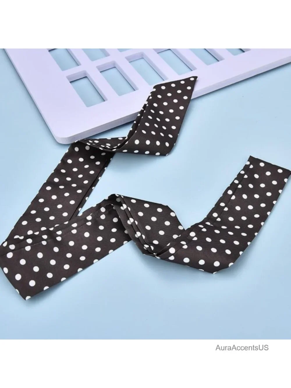 Long Skinny Polka Dot Scarves - Vintage Fashion Neck Scarf for Handbag Hair